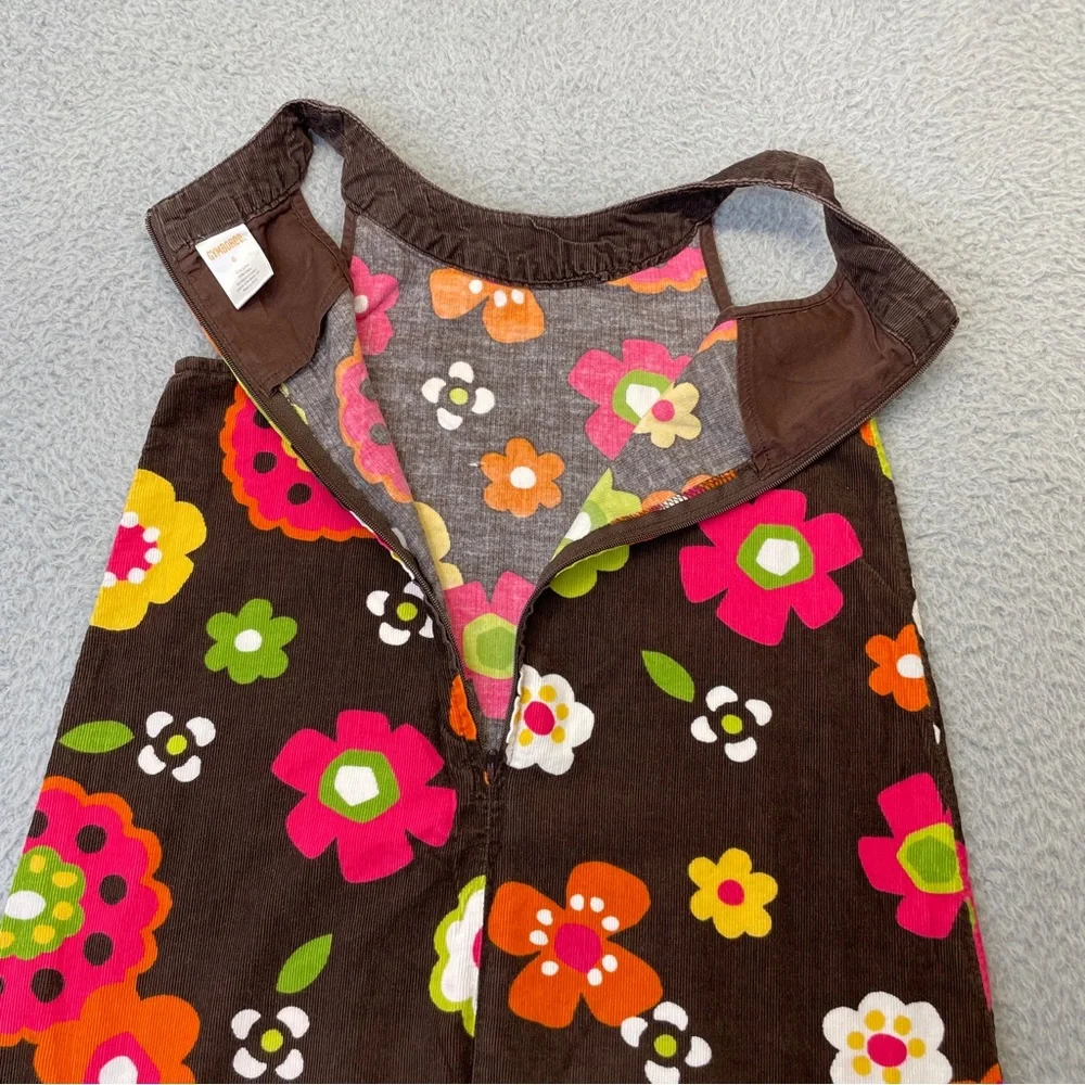 Gymboree Dress Girls 6 Brown Floral Retro Corduroy Leggings Red